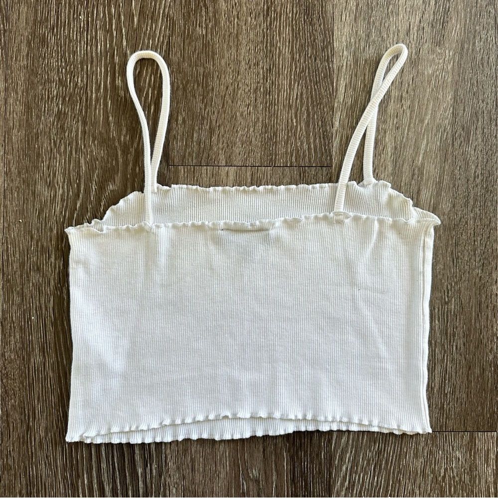 White Ruffle Hem Cropped Tank - Picture 5 of 5